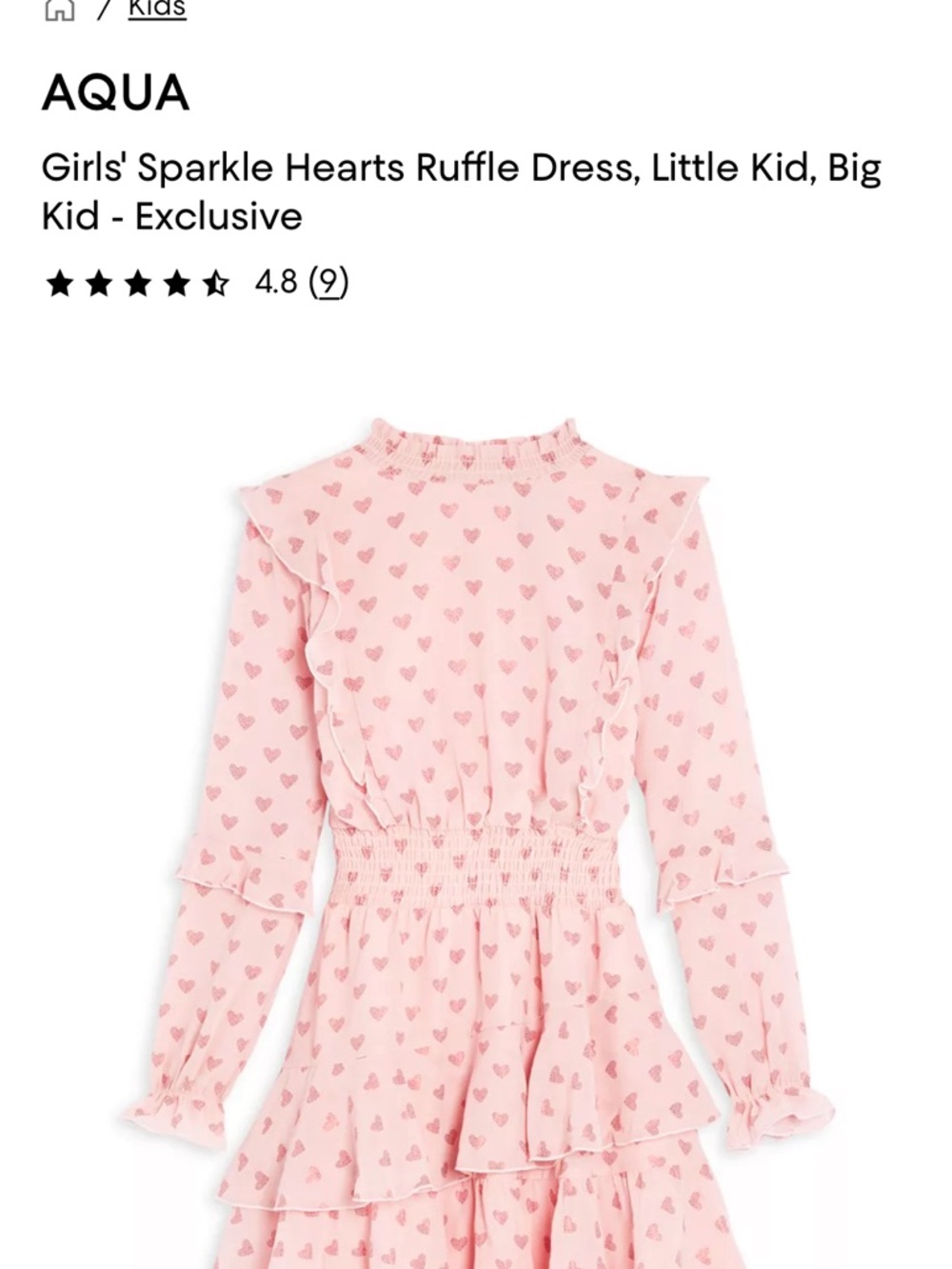 Aqua Pink Heart Ruffle Tiered Dress